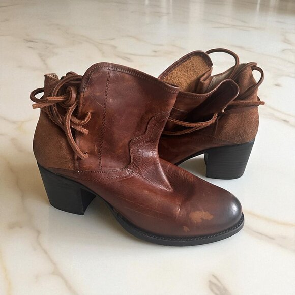 FREEBIRD Caden Tan Brown Leather Laceup Ankle Western Boots Size 10 - Picture 1 of 8